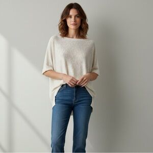 Eileen Fisher Linen/Cotton Short Sleeve Top | Size XS